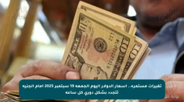 تغيرات مستمرة.. أسعار الدولار اليوم الجمعة 19 سبتمبر 2025 أمام الجنيه تتجدد بشكل دوري كل ساعة